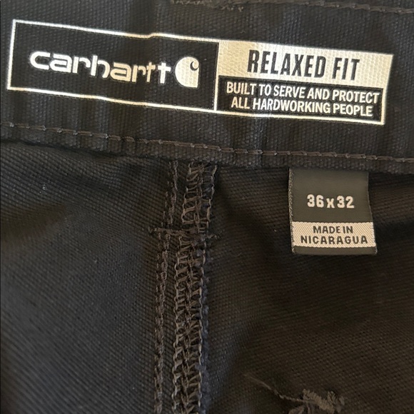 Carhartt Black Relaxed Fit Pants size 36 x32 cargo work pants rugged flex - Picture 6 of 8